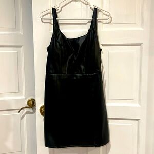 Black faux leather dress